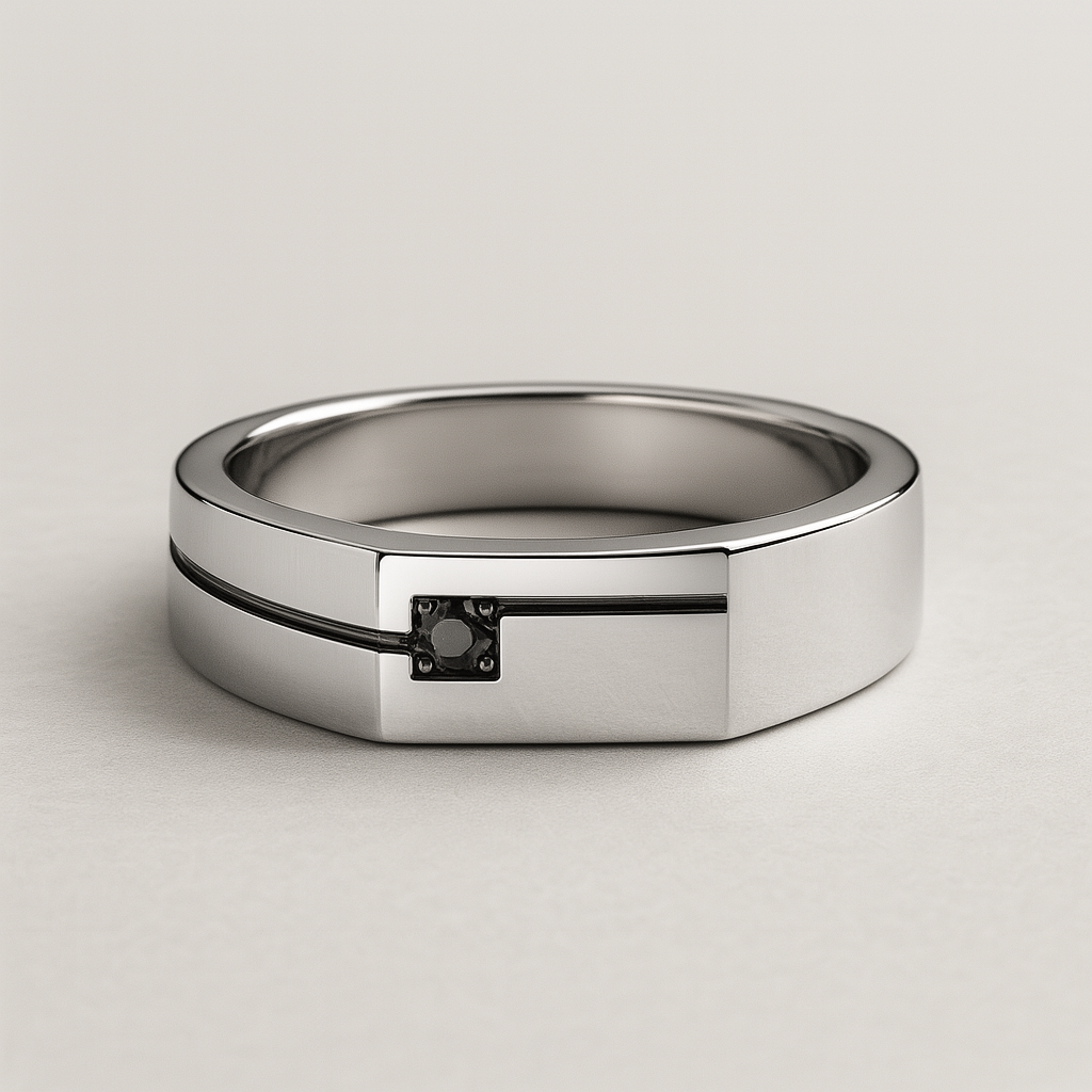 Linea Silente – Anello in Argento con Onice Nera e Taglio Geometrico