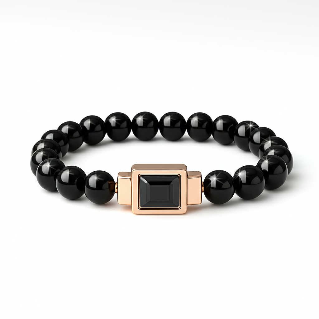 "Ombra Geometrica" – Bracciale Estellamare in argento 925 con sfere nere