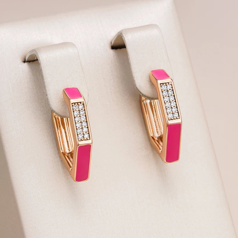 Orecchini Zirconi Rosa Moda