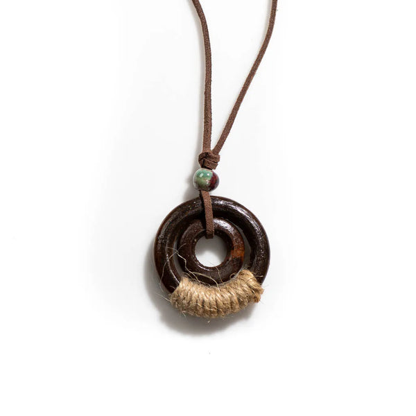 💧Collana Boho in Legno e Corda