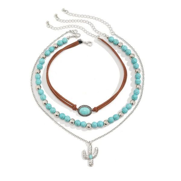 🌺Collana Cactus Turquoise Chic