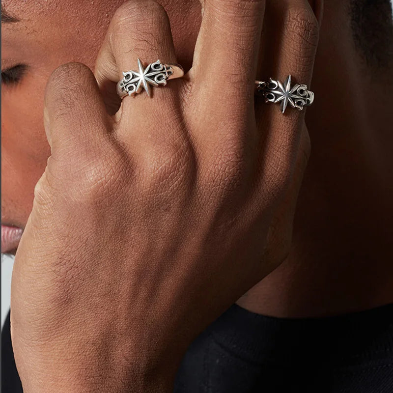 Anello Stella Punk Argento