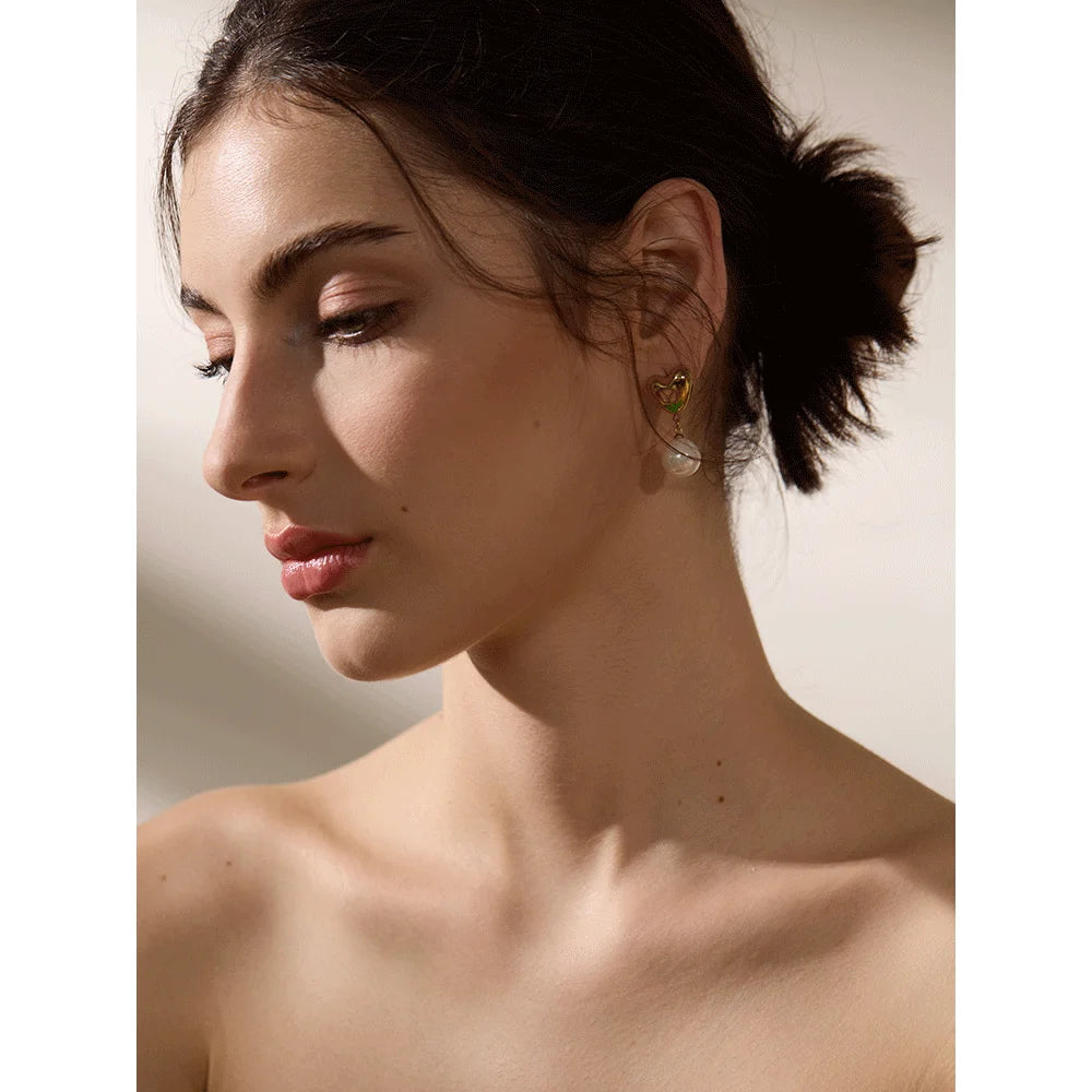 Orecchini Cuore Perlato Elegante