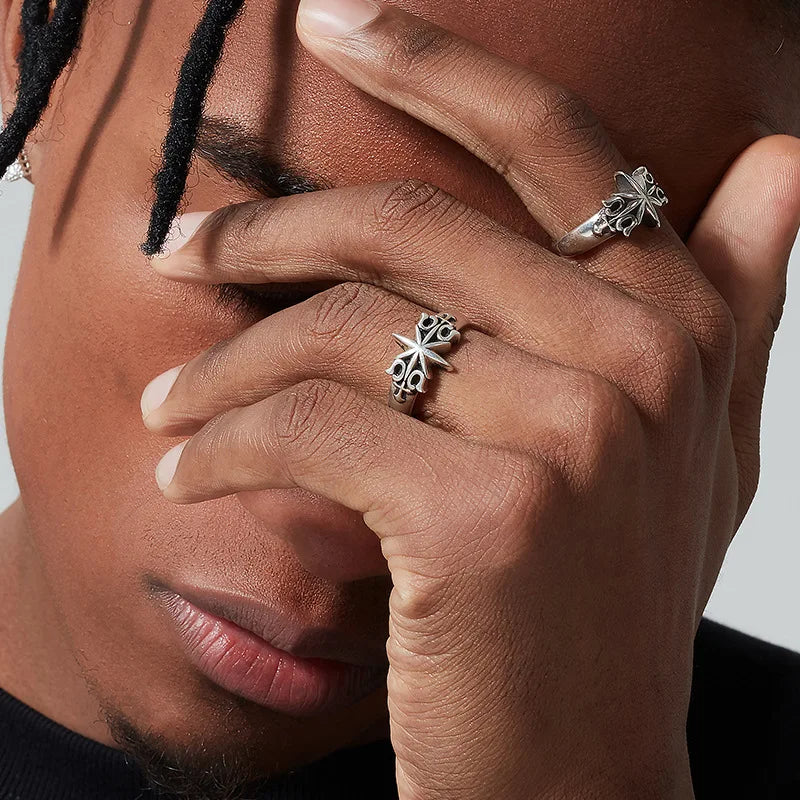 Anello Stella Punk Argento