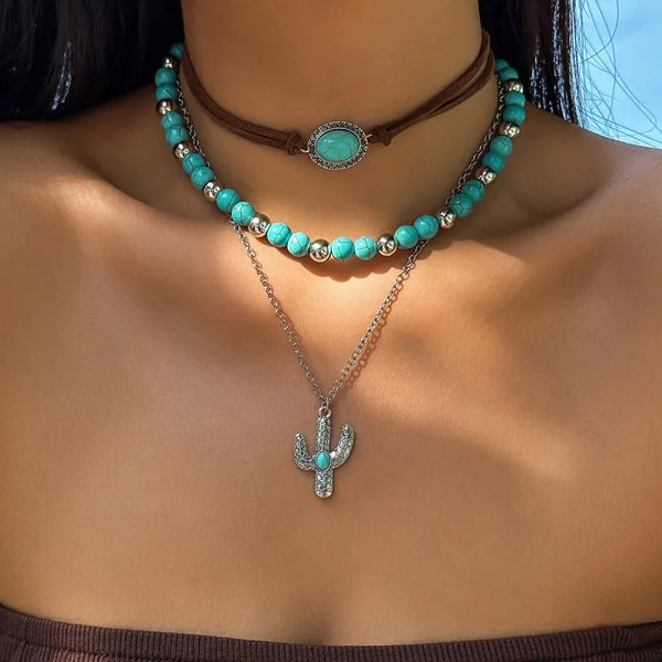 🌺Collana Cactus Turquoise Chic