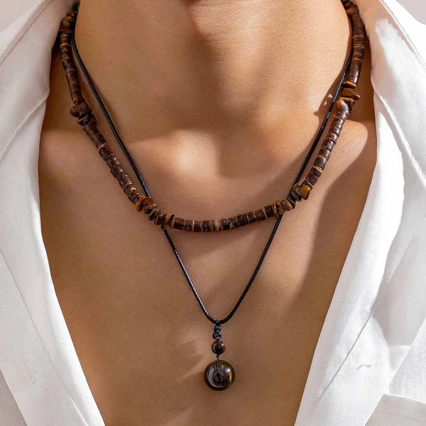 Collana Boho Chic Legno Uomo