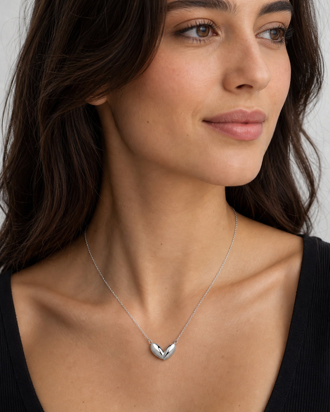 Cuore Minimal — Collana Zircon Love in Acciaio Titanio
