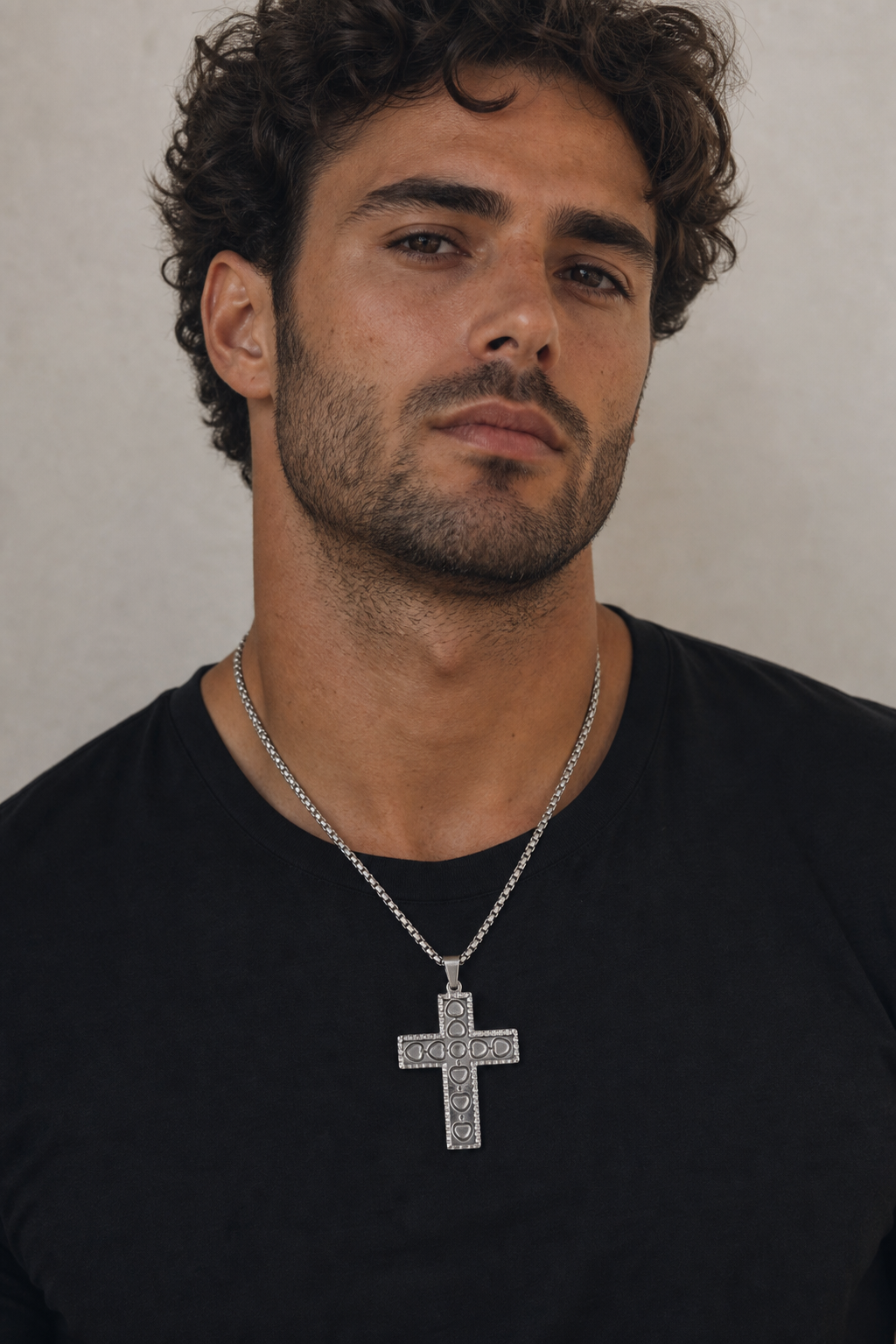Fede e Coraggio — Collana Jesus Cross in Titanium Steel
