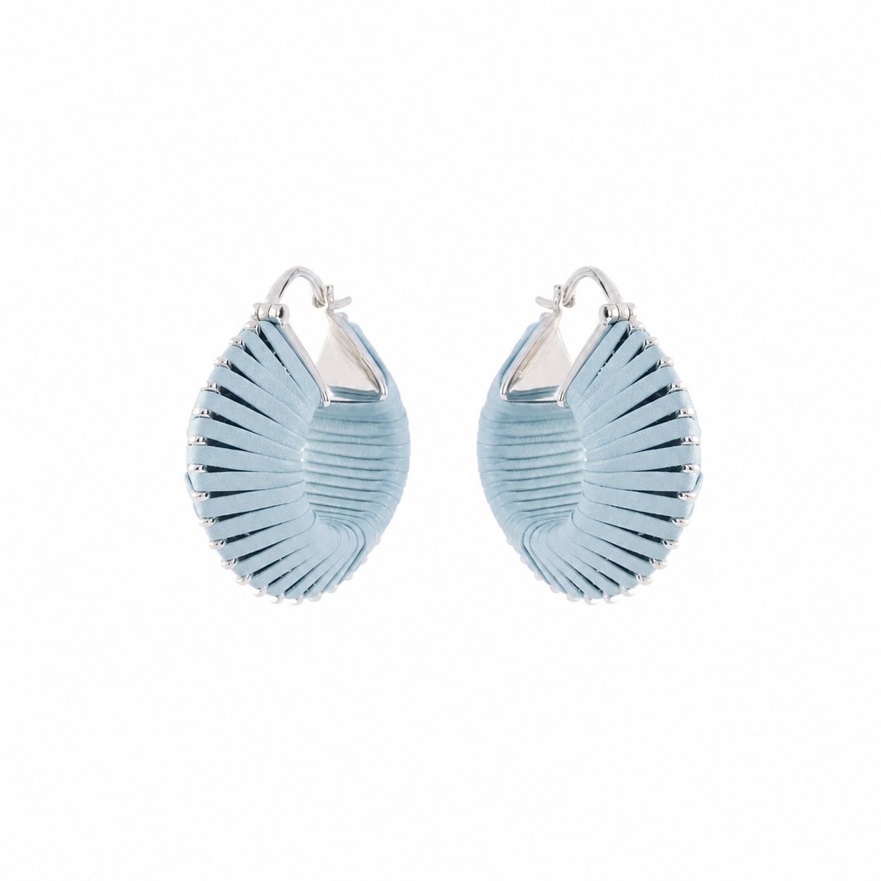 Orecchini Rotondi con Corda in Pelle e Ago in Argento 925