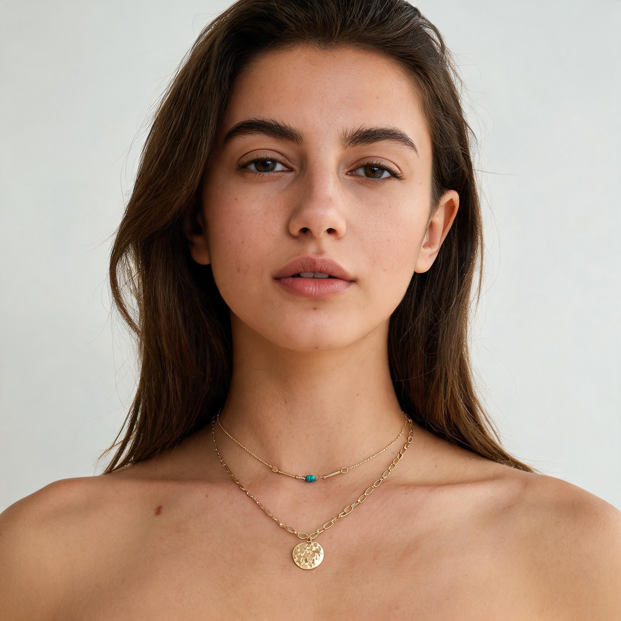 Collana Doppio Filo con Dischi Metallici